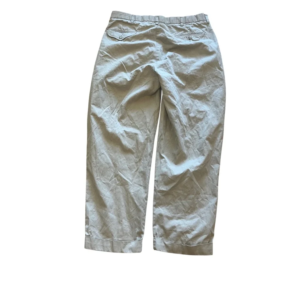 Polo Ralph Lauren Hammond Pant Mens 36/29 Tan Khaki Pleated Cuffed Cotton Chinos